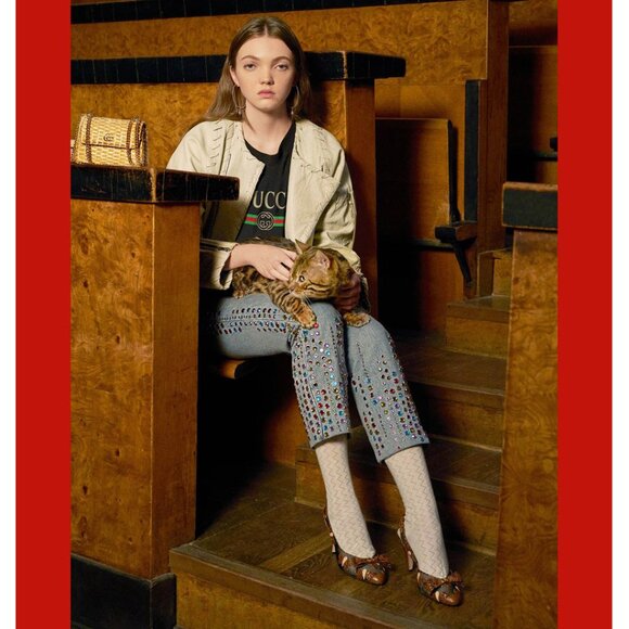 GUCCI DRESS SOCKS XXV KNITTED COTTON CROCHET SCALLOP TOP EMBROIDERED LOGO - Picture 4 of 10